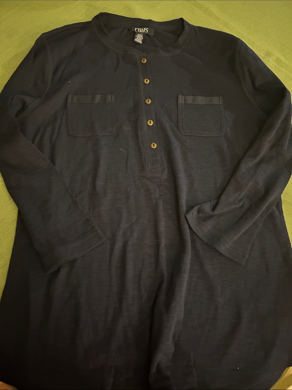 Chaps woman’s Navy Long-Sleeve Henley with Chest Pockets